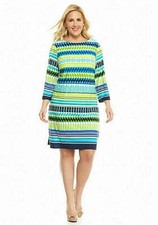 NEW LAURA JEFFRIES BLUE GREEN SHIFT CAREER DRESS SIZE 18