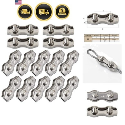1/8 Inch Stainless Steel Duplex 2-Post Cable Clamp, Wire Rope Clip Cable Clam...