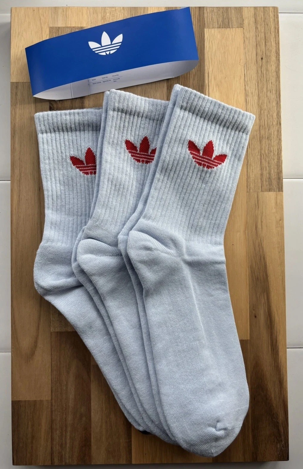 Adidas orginals Cushioned Cotton Crew Socks Large 7-11 Uk men woman blue / grey