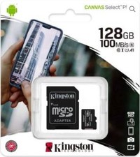 MICRO SD 128 GB ORIGINALE KINGSTON CANVAS SELECT PLUS 100MB/s con Adattatore