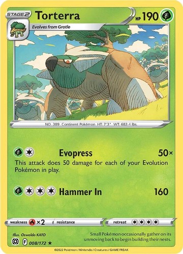 Torterra #008/172 Swsh09 Brilliant Stars Holo Rare Pokemon TCG LP