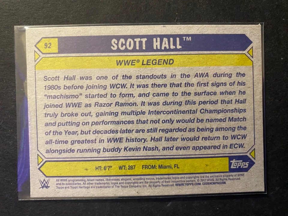 Scott Hall - 2017 Topps WWF Wrestling Card #92 - Image 2 of 2