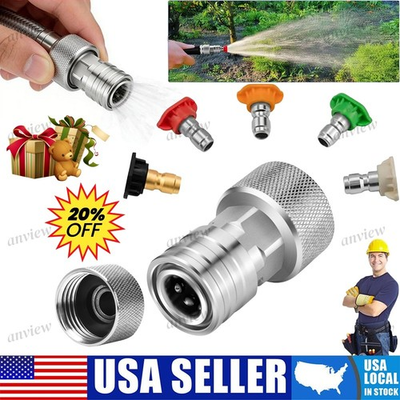 #ad Garden Hose to Pressure Washer Adapter 3 4quot; GHT to 1 4quot; Quick Connect Stainl... $18.04