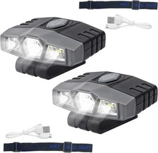 2 Pieces LED Clip On Cap Lights, Hat Flashlight Headlamp Brim Rechargeable