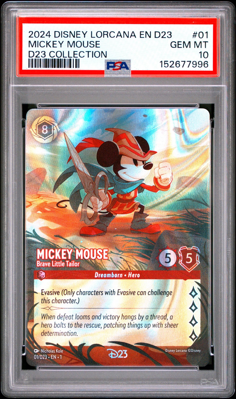 DISNEY LORCANA EN D23-D23 EXPO PROMO MICKEY MOUSE - BRAVE LITTLE TAILOR PSA 10