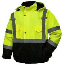 safety jacket for men, Reflective high Visibility Hooded jacket, Hi-Vis Bomber J