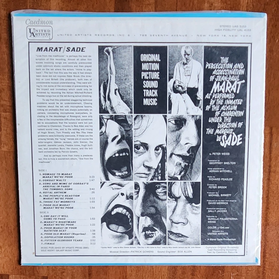 Persecution Assassination of Jean-Paul Marat LP (1967) Marquis de Sade - Image 4 of 4