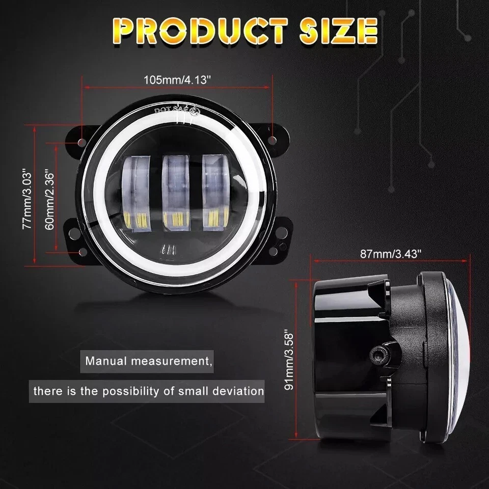 Par de luces antiniebla LED halo de parachoques de 4 pulgadas para Jeep Grand Cherokee 2011 2012 2013❤️ Foto 2 de 4