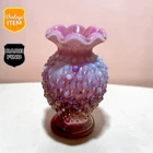 Vintage FENTON Pink Hobnail Opalescent Glass 4" Small Decorative Vase.