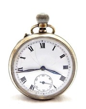 Antique Pocket Watch Open Face Hand Winding Case Steel 50mm Circa 1920 Working