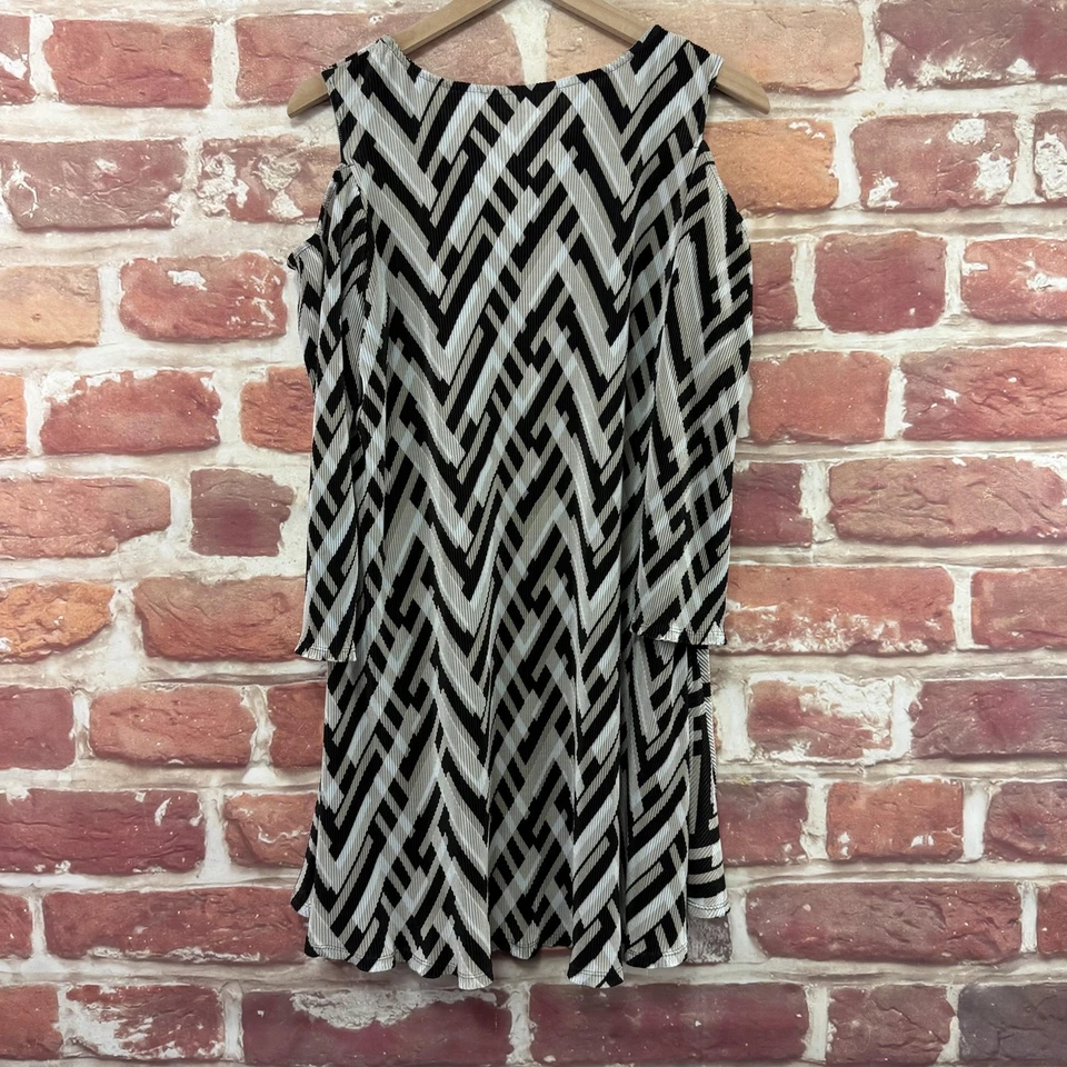 Alfani Tunic Top Womens 1X Multicolor Abstract Plisse Casual Cold Shoulder Shirt - Image 4 of 4