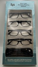Health Smart Blue Light Blocking Reading Glasses 5 Pack 2.0 magnification Reader