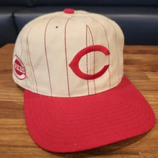 Cincinnatti Reds Vintage 90s Blockhead Pinstripe Snapback Hat American Needle