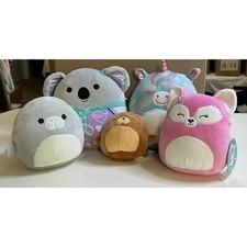 Squishmallows Lot of 5 Fox Unicorn Koala Walrus Seal Plush Toy Set
