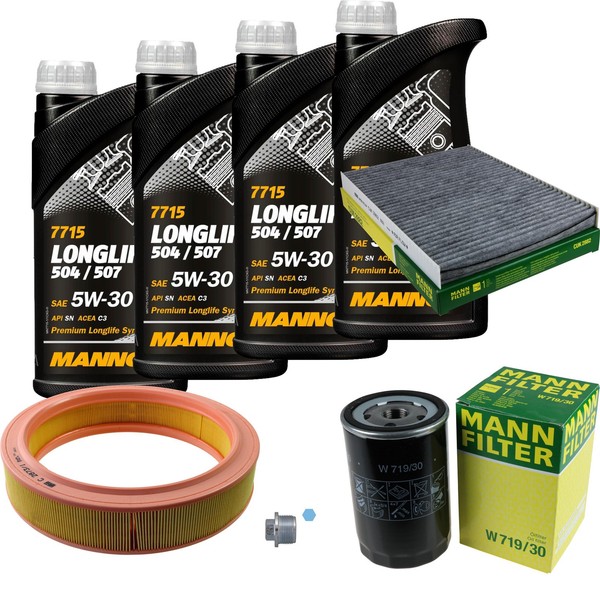 Mann Inspektionspaket 4L Mannol Longlife 504/507 5W-30 FüR Seat Ibiza II 1.4I VW-image