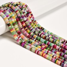 Multi-color Dyed Jade Smooth Rondelle Beads Size 2x6mm 15.5'' Strand