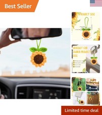 Handmade Sunflower Car Rear View Mirror Hanging Accessories Ornaments Cute Wo...