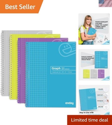 Assorted Colors Graph Paper Spiral Notebooks - 200 Pages, Perfect for Students
