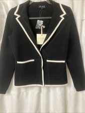 Marled Cardigan Jacket Sweater S Long Sleeve Black Knit NWT