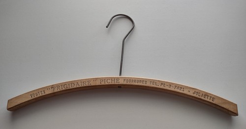 Antique "Piché Fourrures Joliette" - Wood Coat Hanger RARE