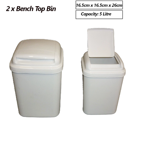 2 x 5L Waste Rubbish Bin Kitchen Benchtop Stationary Storage Trash Bin