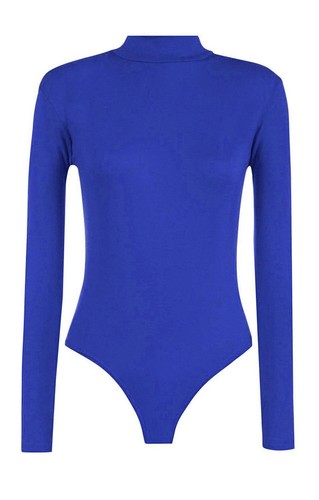Women Bodysuit Leotard High Polo Turtle Neck Long Sleeve Plain & Printed Top - Picture 12 of 20