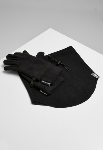 Urban Classics Complete Winter Set Fleece Gloves And Neck Warmer Unisex Black - Picture 4 of 10