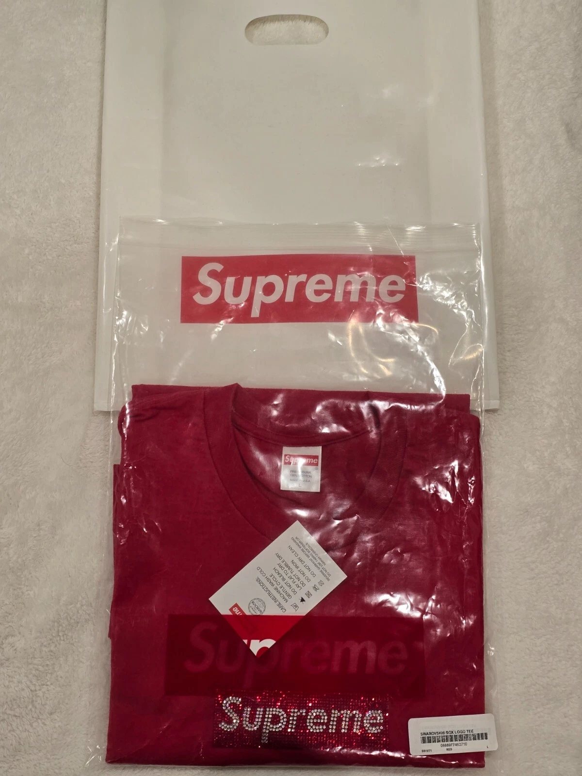 Tee shirt homme Supreme Swarovski Box Logo rouge SS19 taille L