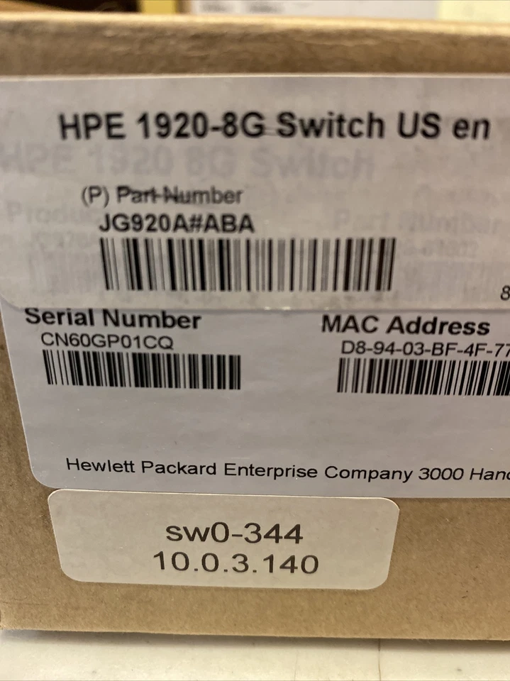 HP HPE Switch 1920 8G 8 Port In Box Hewlett-Packard Network Digital Opened Box - Image 2 of 4