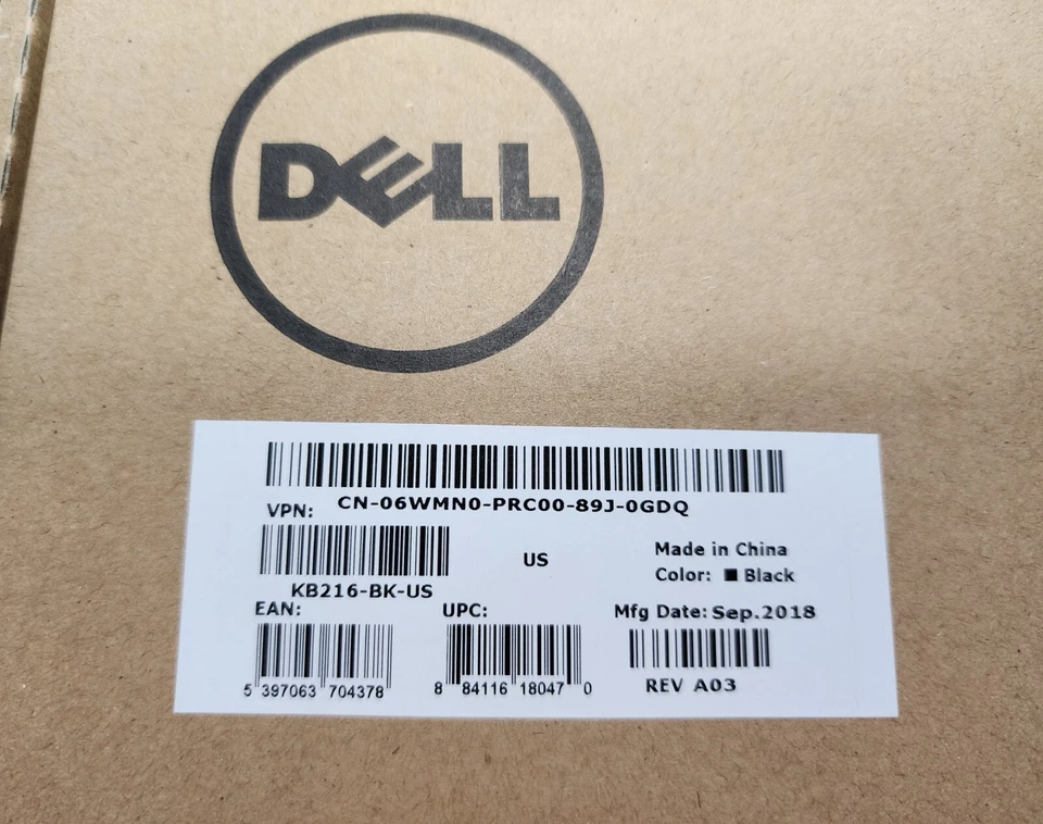 Dell Wired USB Keyboard KB216-BK-US (Black, 0RKR0N, 0N6R8G, 0G4D2W) OEM - Image 2 of 3
