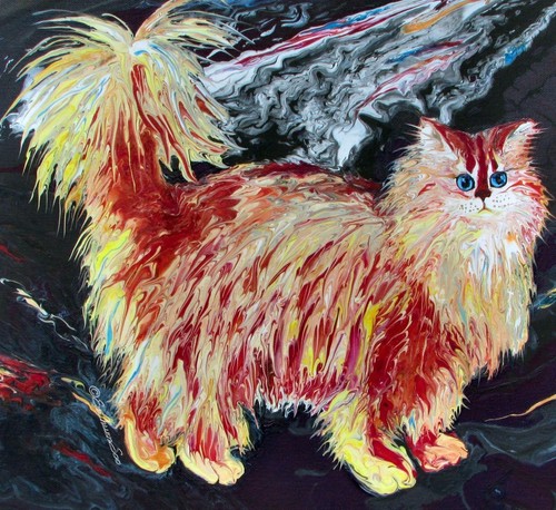 English Long Hair Cat, Original Acrylic Painting "Gladsome Anyhow" Feline Art - Picture 4 of 7