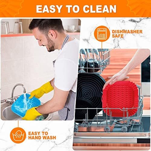 2 PCS Square Silicone Air Fryer Liners - 8 Inch Reusable Air Fryer Pot - Air Fry - Picture 4 of 7