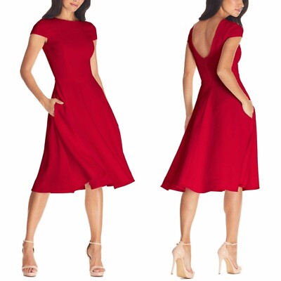 livia fit and flare dress Classic Simple Vneck Fit and Flare Wedding Dress with Low Open Back White / 16