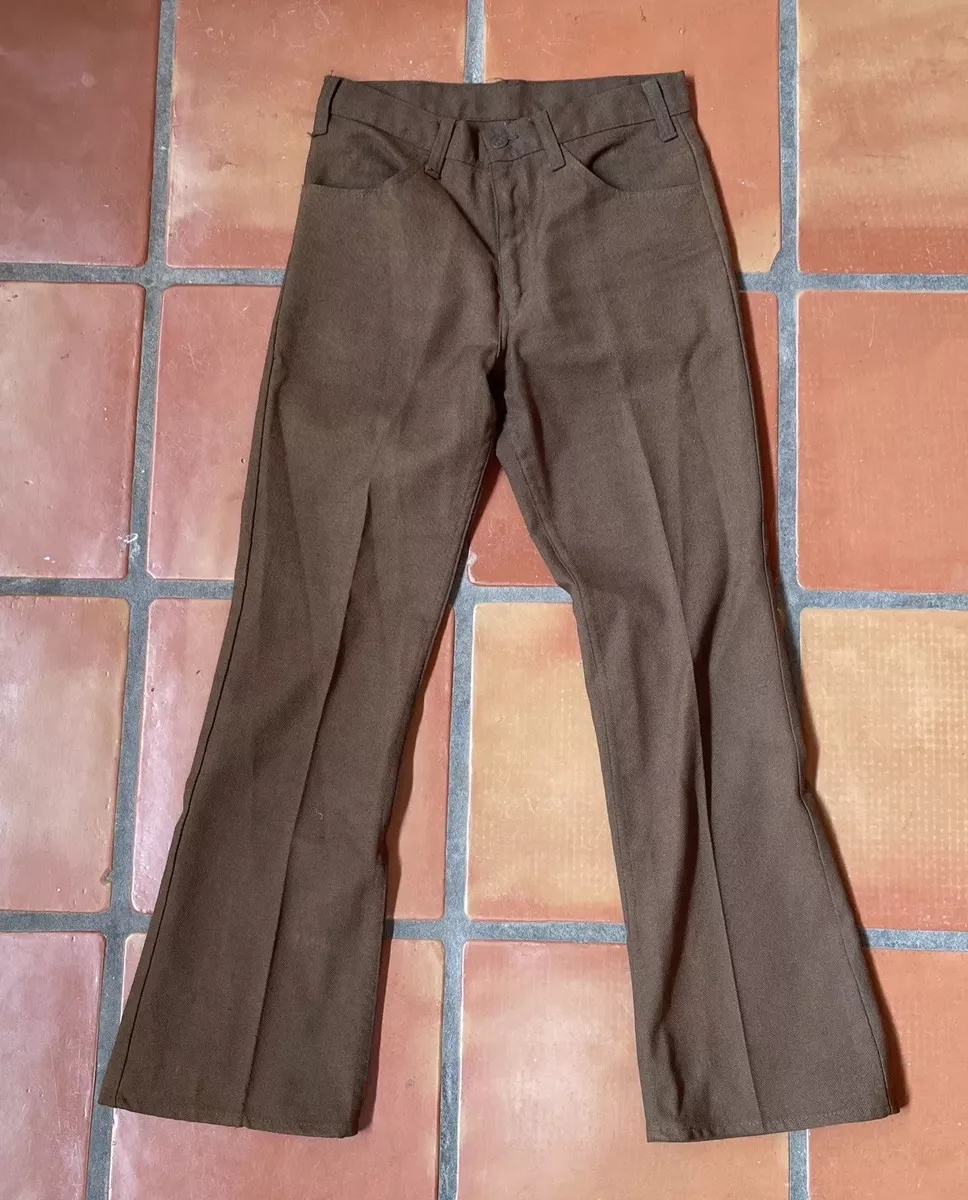 Vintage Levis Sta-Prest Bell Bottom Pants Sz 28x28 Big E Talon Brown Flare NWOT