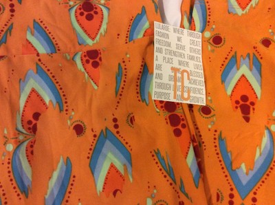 Lularoe TC Tall Curvy Leggings Bright Orange Blue Arrows Aztec Pants New Plus 18