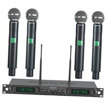Wireless Microphone System, 4-channel Uhf Wireless Mic, Fixed Frequency Metal