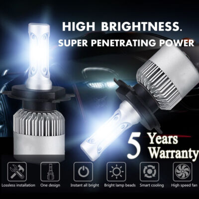 4-Piece LED Headlight & Fog Light Combo Kit For Toyota Tundra 2014-2020 – 9003/H4 + H11/H8 – 6000K – 50W