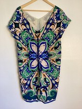Anthropologie Maeve Dress Med Shift Birdsong Floral Bold Pattern V Neck Artsy