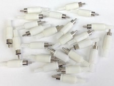 15 Audio Cable WHITE RCA Phono Solder Plug Connector Plastic Handle Adapter
