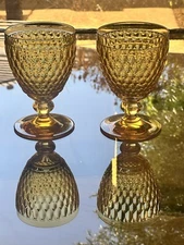 Set Of 2 Villeroy & Boch Boston Amber Water Goblet 5 5/8” Tall,