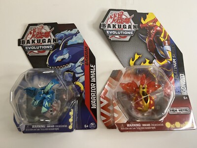 Bakugan Evolutions LOT OF 2: WARRIOR WHALE + DRAGONOID Platinum True Metal MOC b