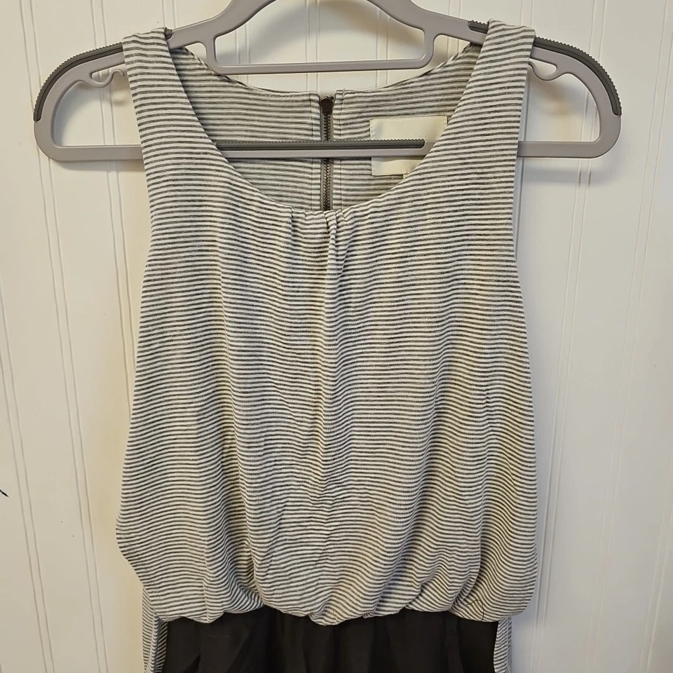 Mono Elevenses para mujer talla XS verde a rayas croppe sin mangas bolsillo elástico Foto 3 de 4