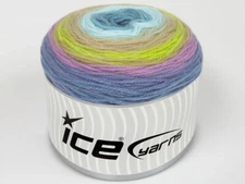 2-Skein Lot Cakes DK Yarn Light Acrylic 2x150g/540m Beige Green Orchid Blue
