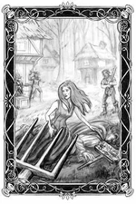 Shara and the Haunted Village Original Published Illustration Drawing #8 Shara V