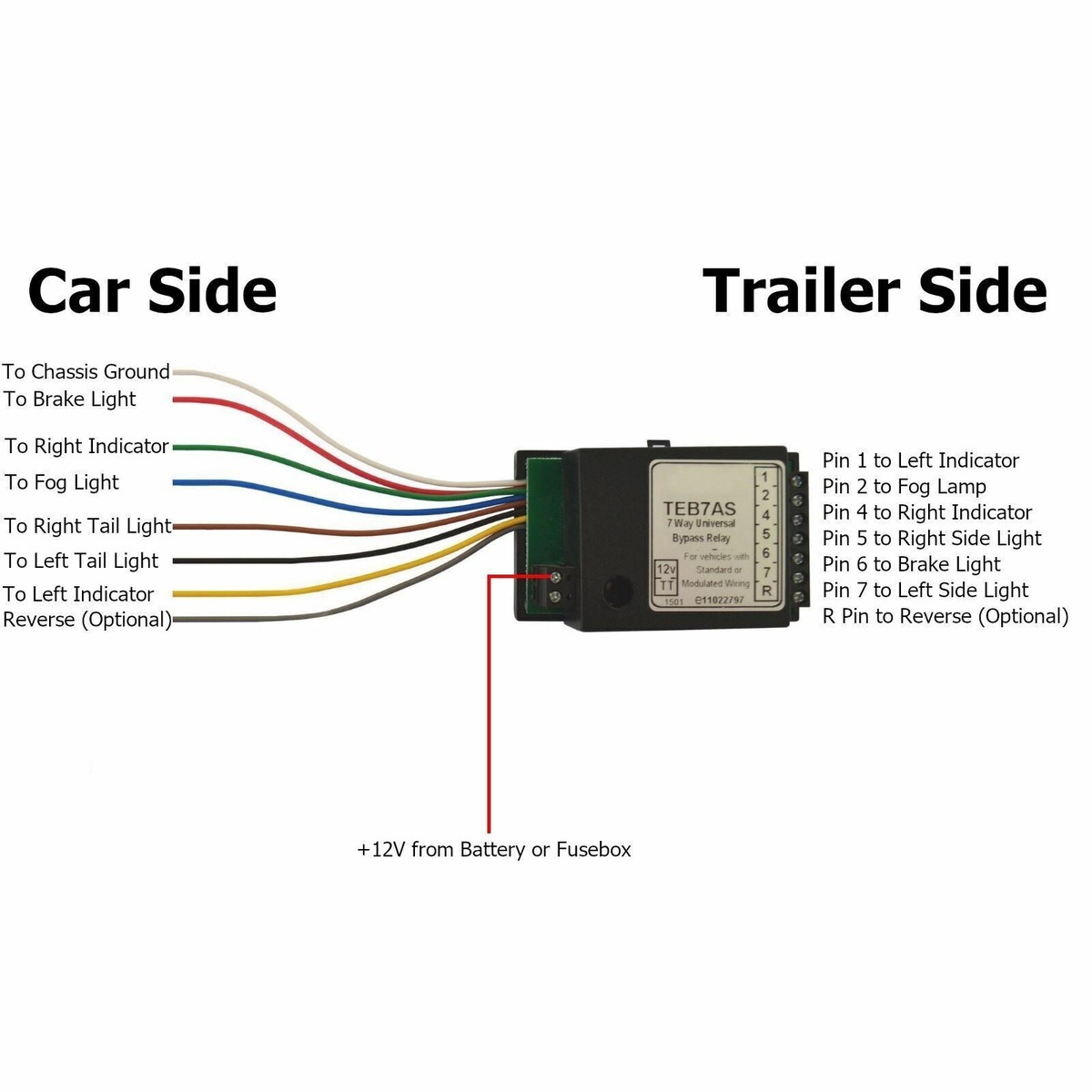 Maypole 3877A – Relais De Contournement 7 Voies Avec Buzzer – Remorque & Caravane 12V