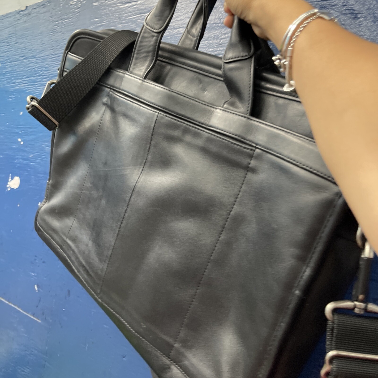 Tumi Genuine Leather Briefcase Slim Bag Black eBay