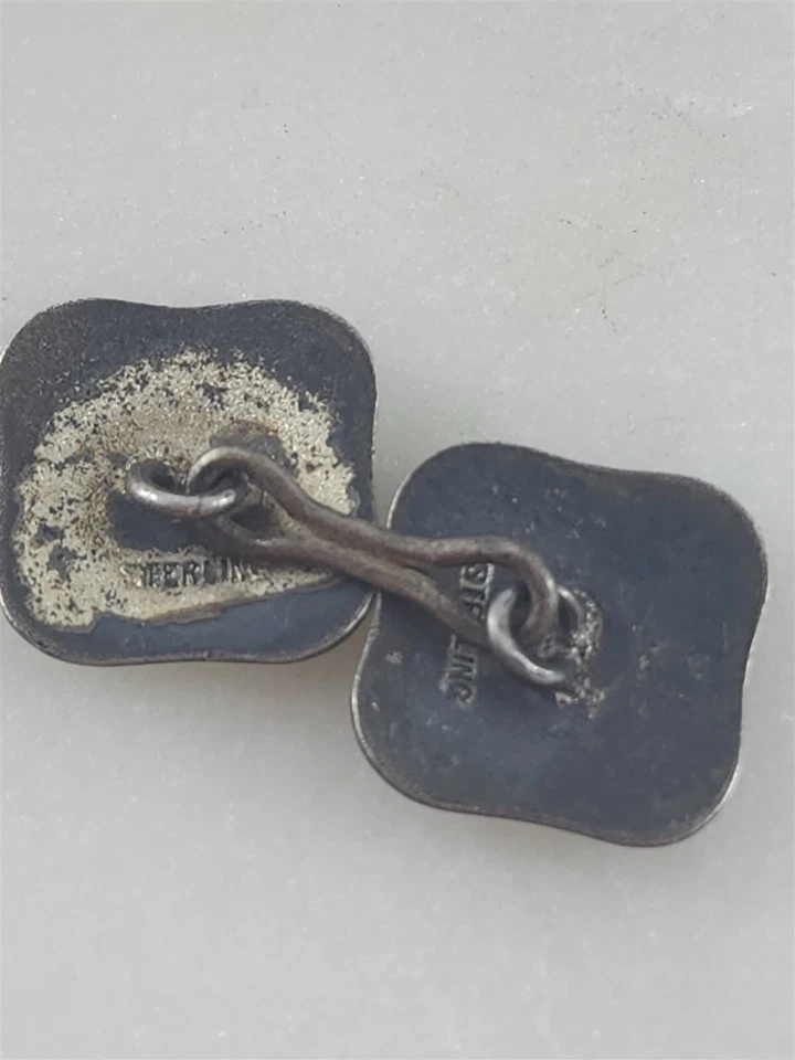 Vintage Sterling Silver Blue White Cross Guilloche Enamel Buttons 3.2 Grams - Image 2 of 4