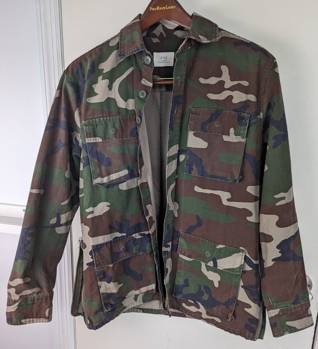 Men's Fog Fear Of God Collection One Camo Jacket Shirt Woodland