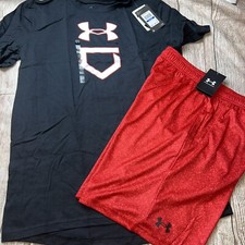 Under Armour Youth XL 18/20 Black Red Baseball Diamond Outfit Set NEW