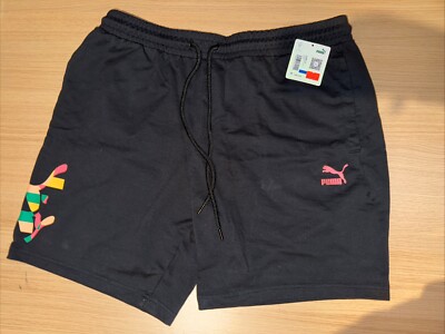 Puma Mens Worldwide 8'' Terry Sweat Shorts Drawstring Black XL New With Tag's.